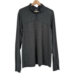 Brooks Running Mens Dash 1/4 Quarter Zip Top Size L Gray Long Sleeve Athletic