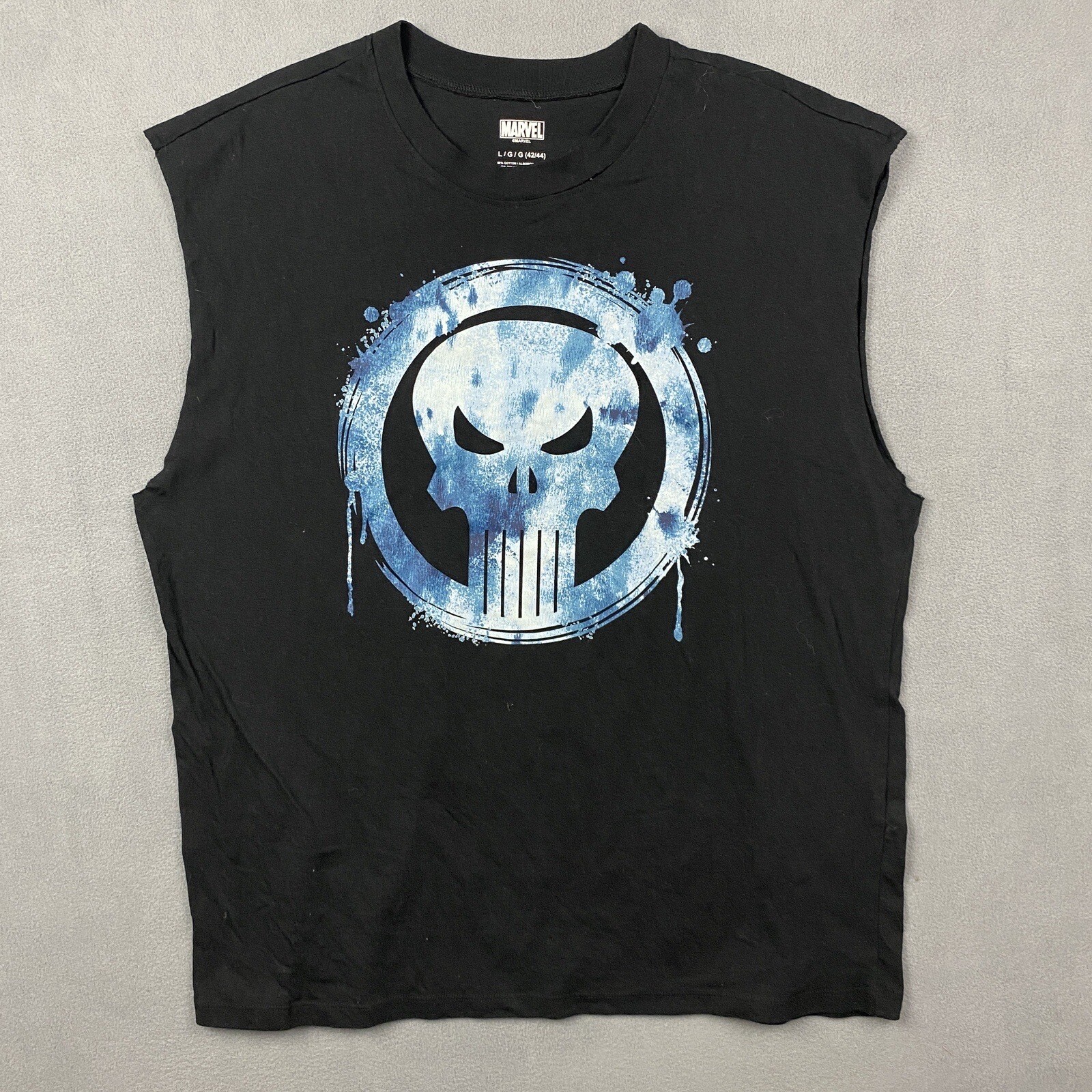 The Punisher Shirt Mens Large Black Sleeveless Tank Top MARVEL Logo Y2K gallery