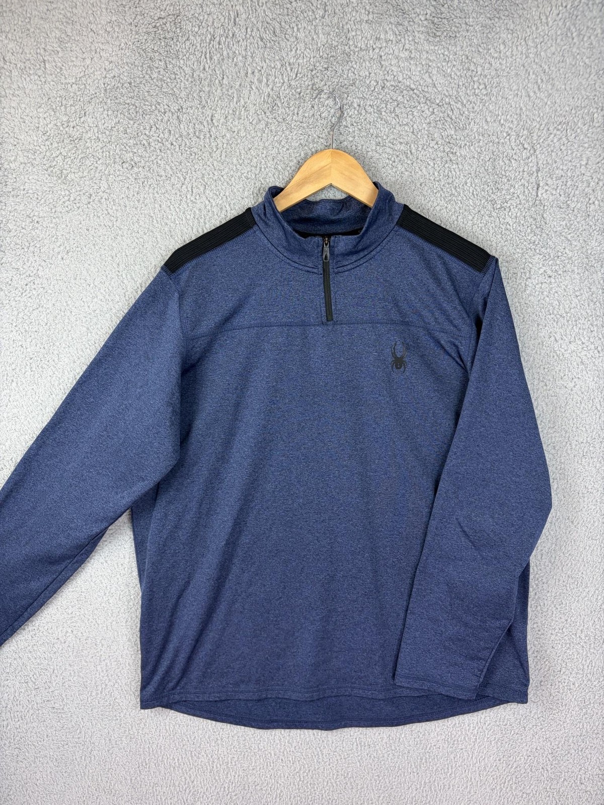Spyder Active Pullover Mens Medium Blue 1/4 Zip Long Sleeve Stretch Athletic Top gallery