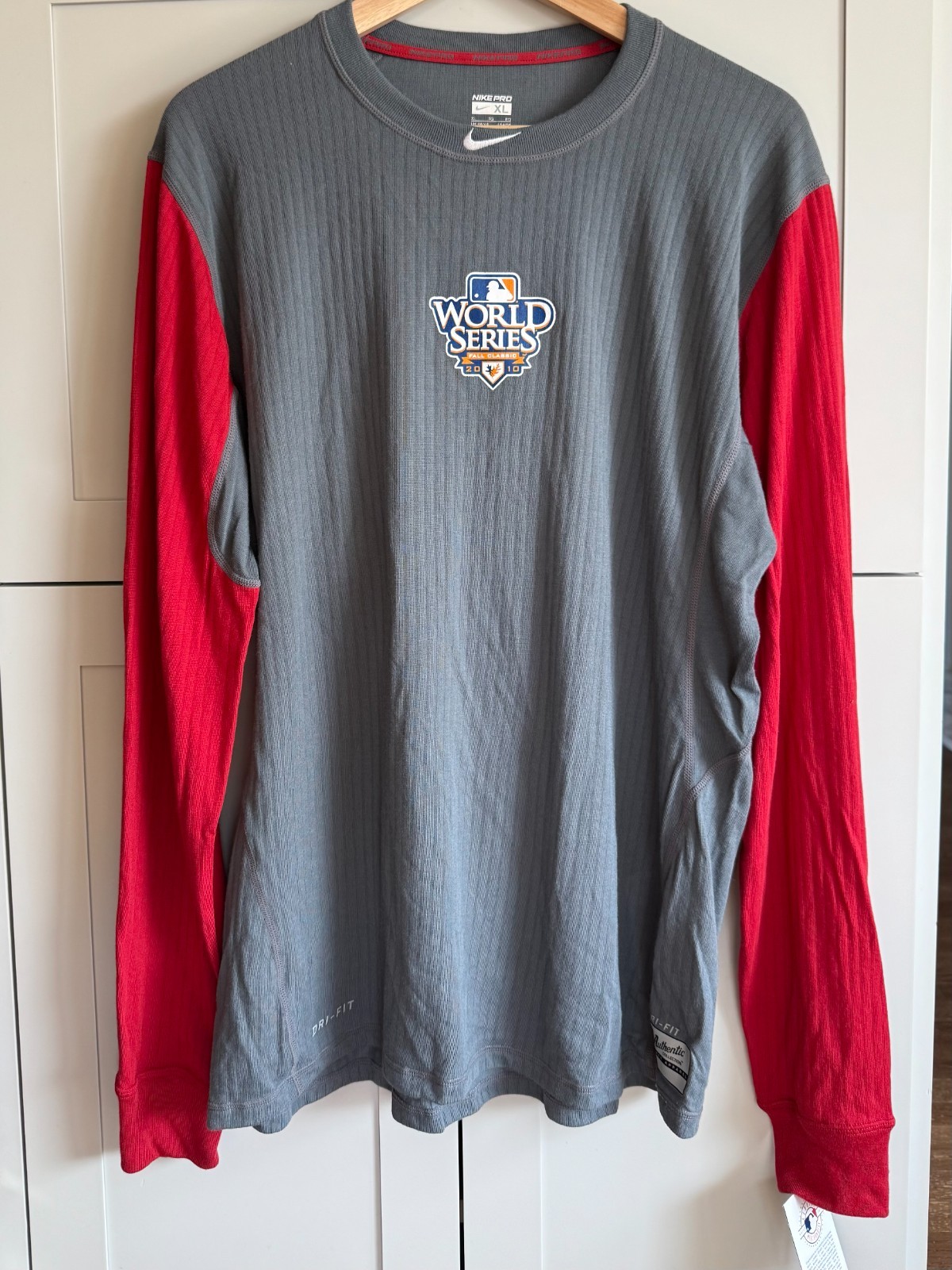 New Nike Mens Red/Gray 2010 Rangers World Series Long Sleeve Thermalite Shirt XL gallery