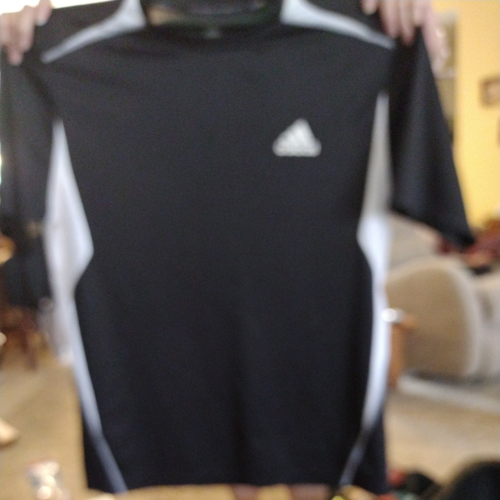 Men’s Black And White Adidas Top Athletic L Sports Wear climalite gallery