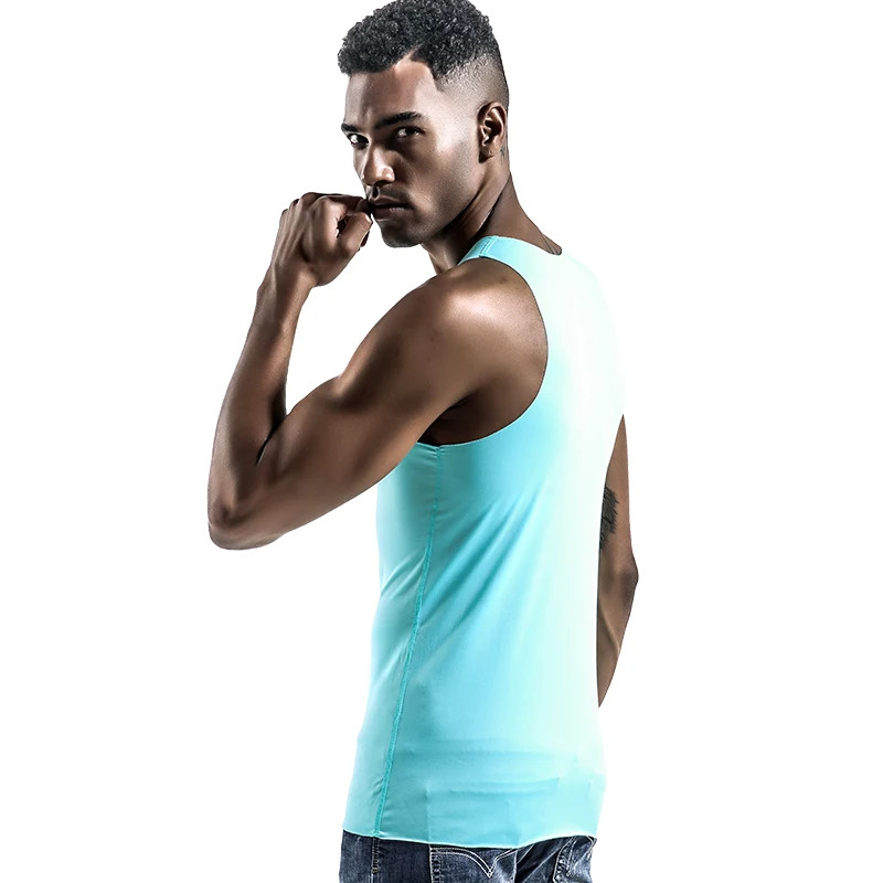 Men's vest, ice-silk seamless fitness tight breathable underwear, youth sports h gallery
