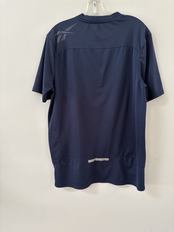 Reebok Dry Fit Play Dry Navy Shirt L Reflective Zip Pocket Moisture Wick Run Jog gallery