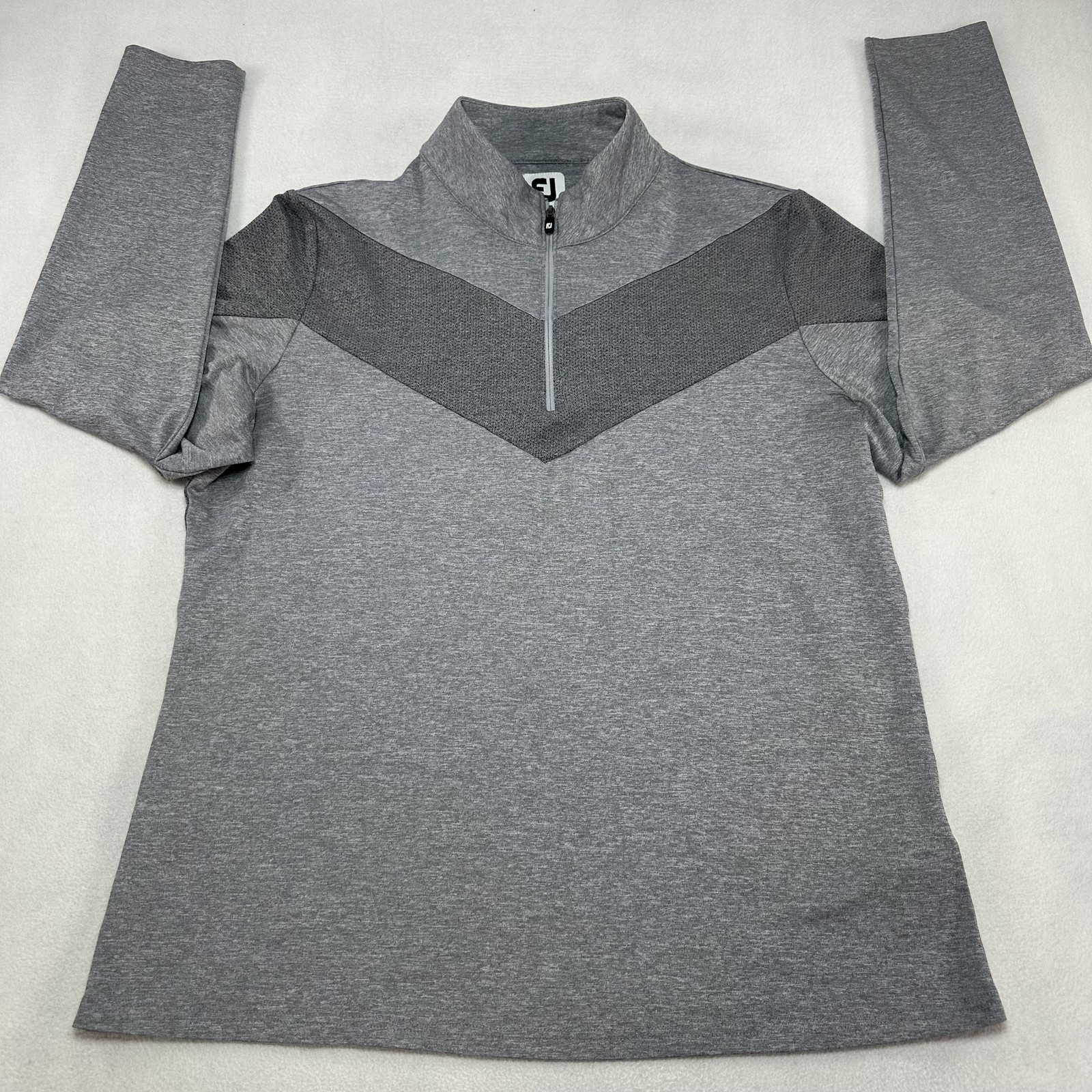 FootJoy Pullover Mens XL Gray Quarter Zip Stretch Performance Golf Chevron Logo gallery