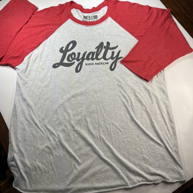 Rogue American Apparel Men's 3/4 Sleeve T-Shirt Gray With Red Size XXL gallery