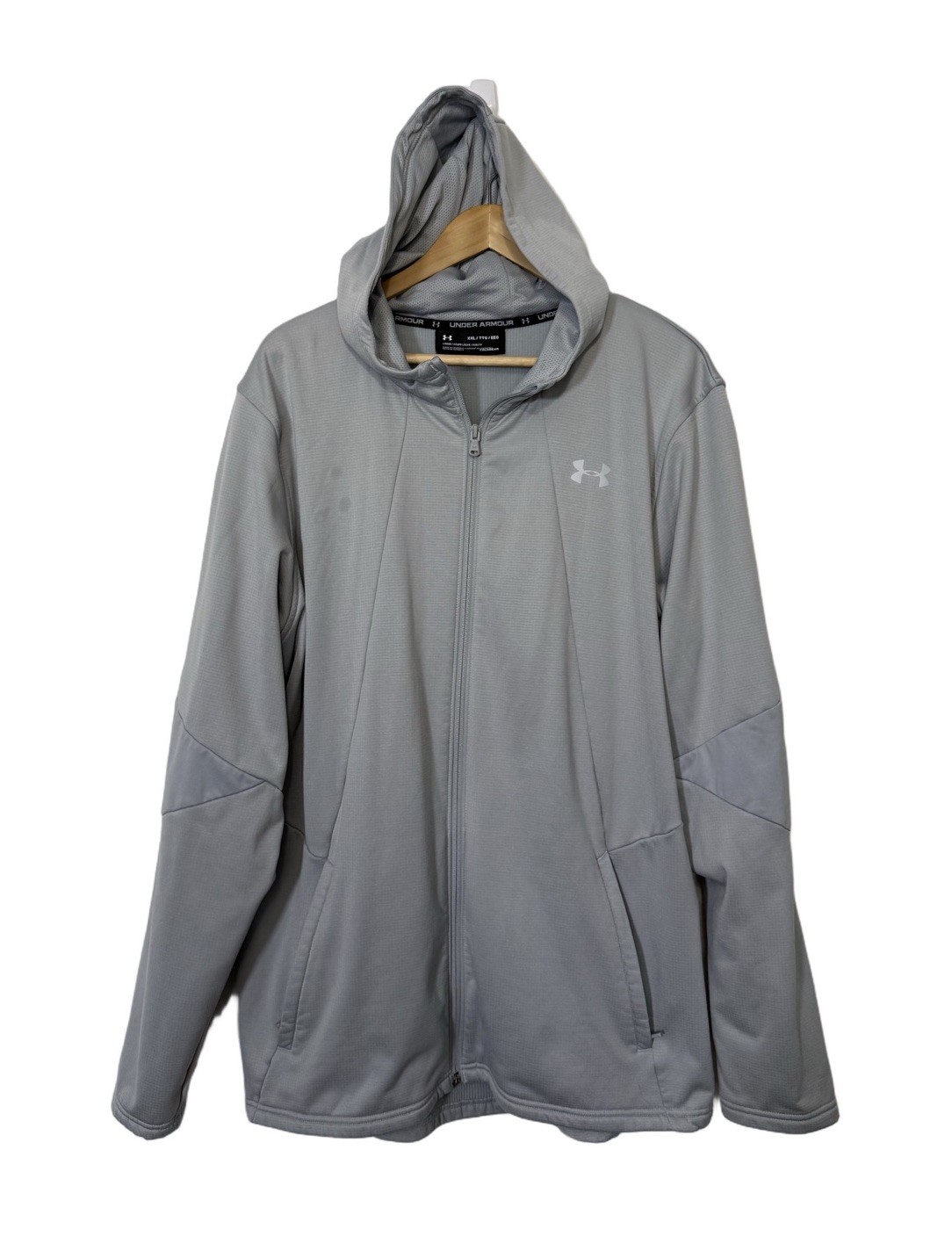 Under Armour Mens ColdGear Fleece Full Zip Hooded Sweatshirt Gray 2XL Loose gallery