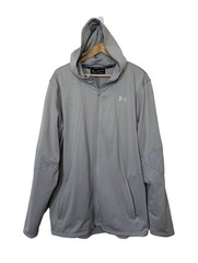 Under Armour Mens ColdGear Fleece Full Zip Hooded Sweatshirt Gray 2XL Loose