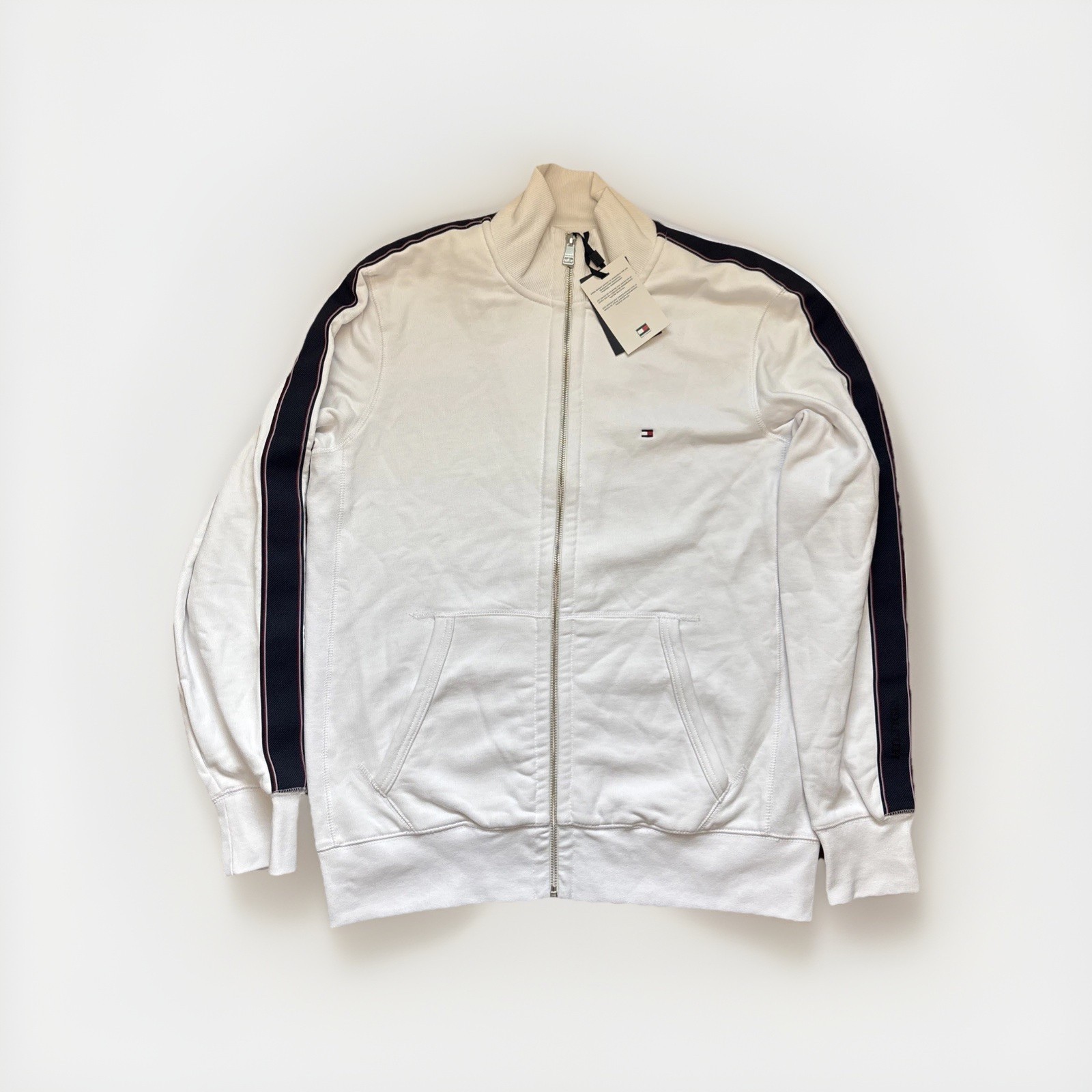 Tommy Hilfiger Track ZipUp Jacket Men’s Medium NWT White/Blue Stripe Longsleeve gallery