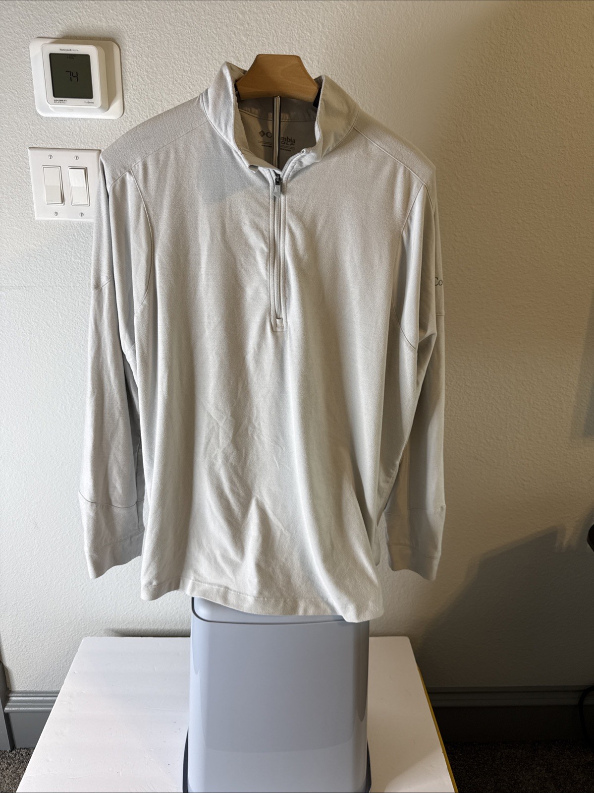 Columbia Golf Men’s Quarter Zip Long Sleeve Pullover Light Gray Size L gallery