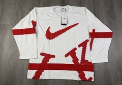 NIKE SPORTSWEAR CLUB HOCKEY JERSEY Mens Size S Oversized WHITE RED HV1137-100