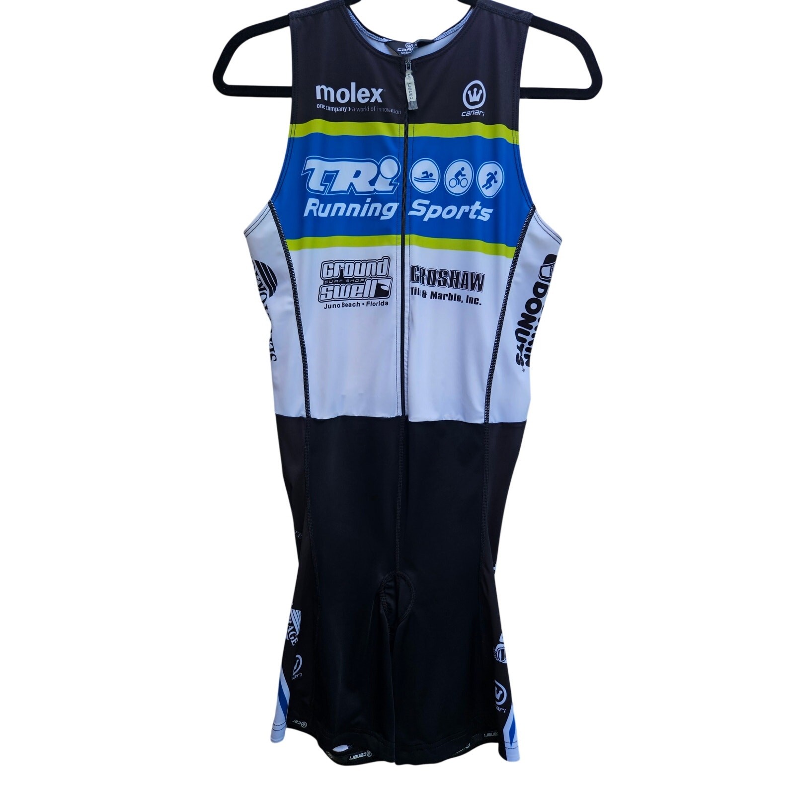 Professional canari 1pc cycling racing suit Black Blue Pristine S/M Sponsors B39 gallery