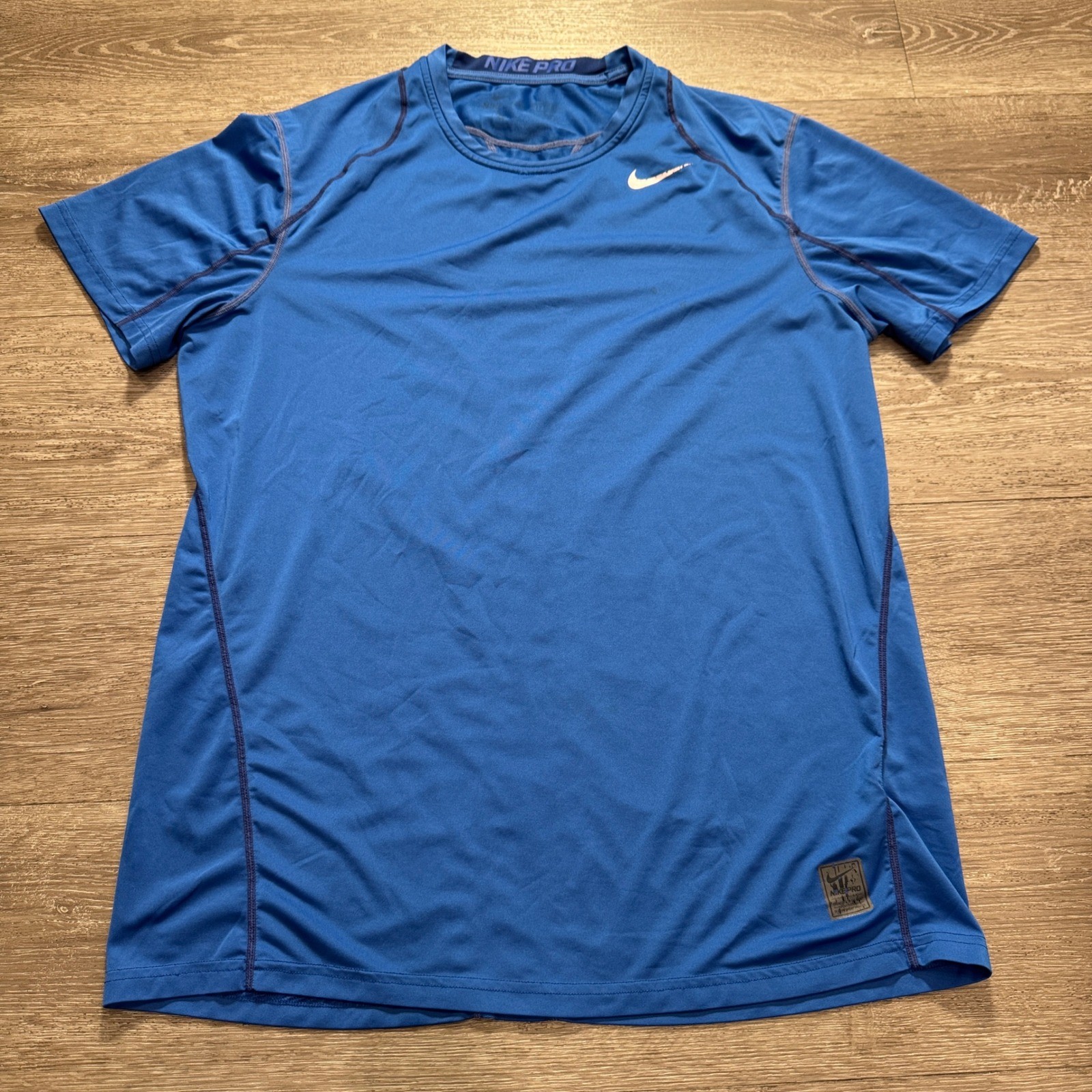 Nike Pro Shirt Mens L Blue Dri-FIT Performance Training Gym Athletic Tee 703104 gallery