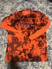 Huk inferno Performance Fishing Men’s Orange Camo Short Sleeve Shirt Size M