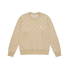 MLB Unisex Loose-Fit Long-Sleeve Sports Sweatshirt in Light Beige