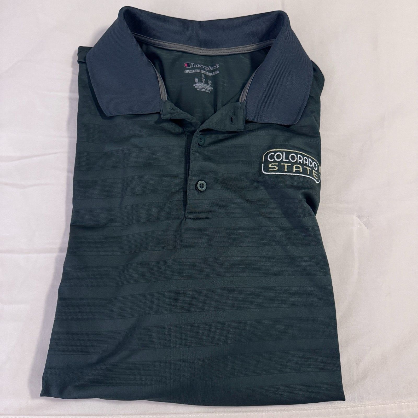 Mens Champion Colorado State Green Golf Polo Size L EUC gallery