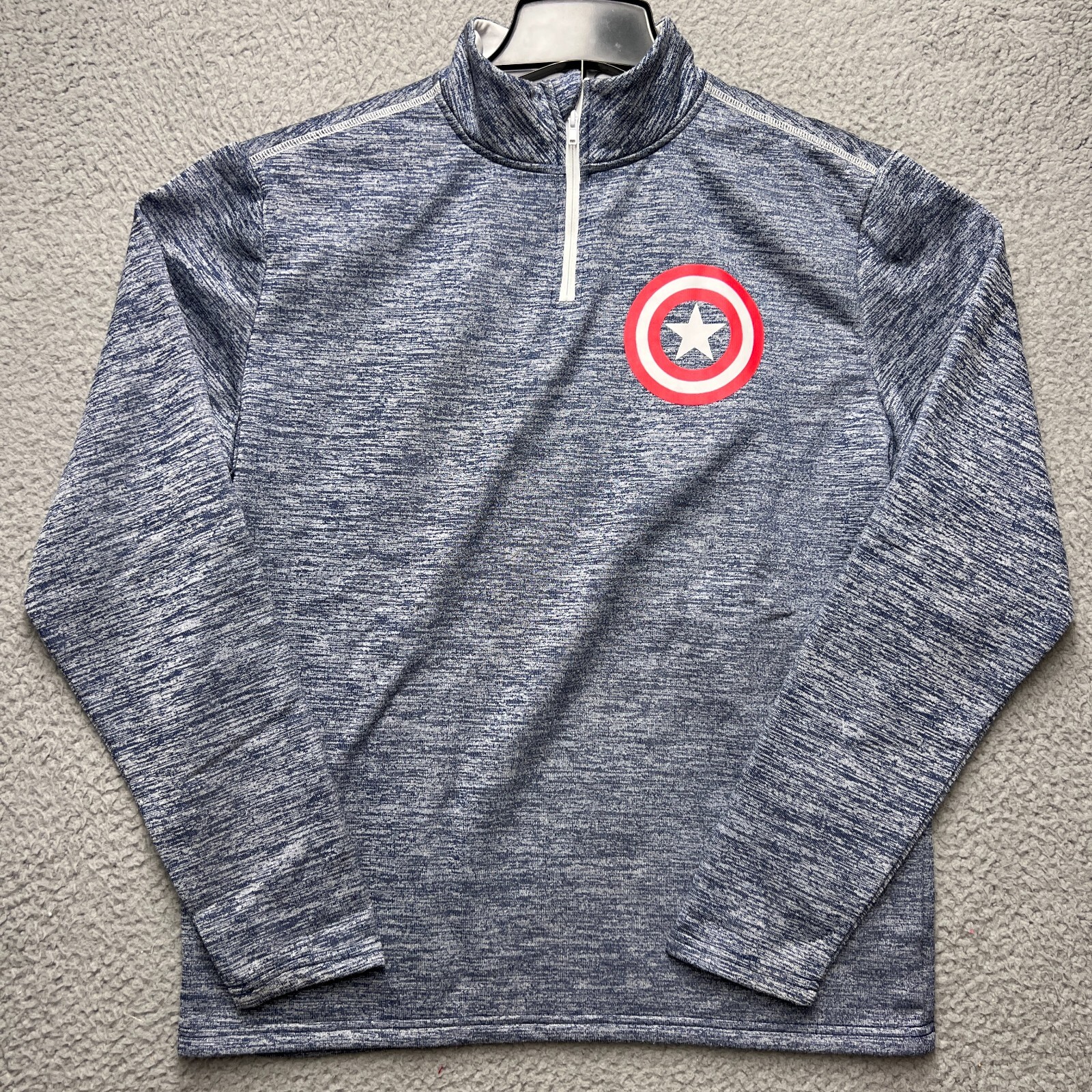Marvel Captain America 1/4 Zip Sweater Mens Small Pullover Sweatshirt Avengers gallery