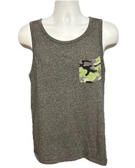 Tony Hawk Tank Top Shirt Men Large Gray Camo Chest Pocket Skater Skateboarding