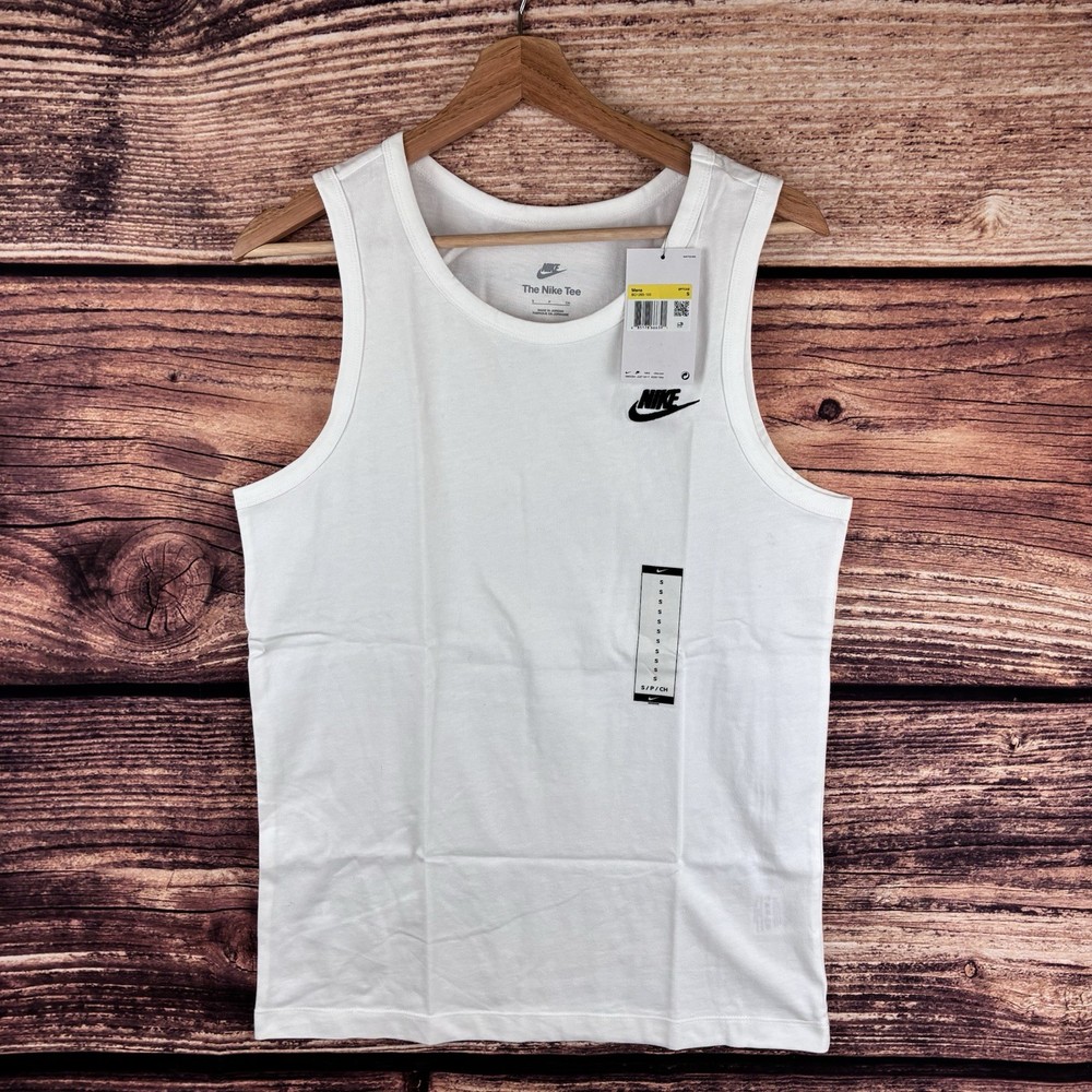 Nike Sportswear Club Men's Tank Top White Sleeveless Shirt S BQ1260-100 NWT