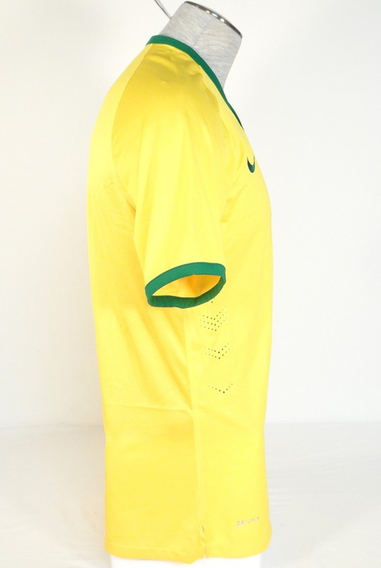 Nike Dri Fit CBF Authentic Brazil 2014 Maize Short Sleeve Home Jersey Men's NWT gallery