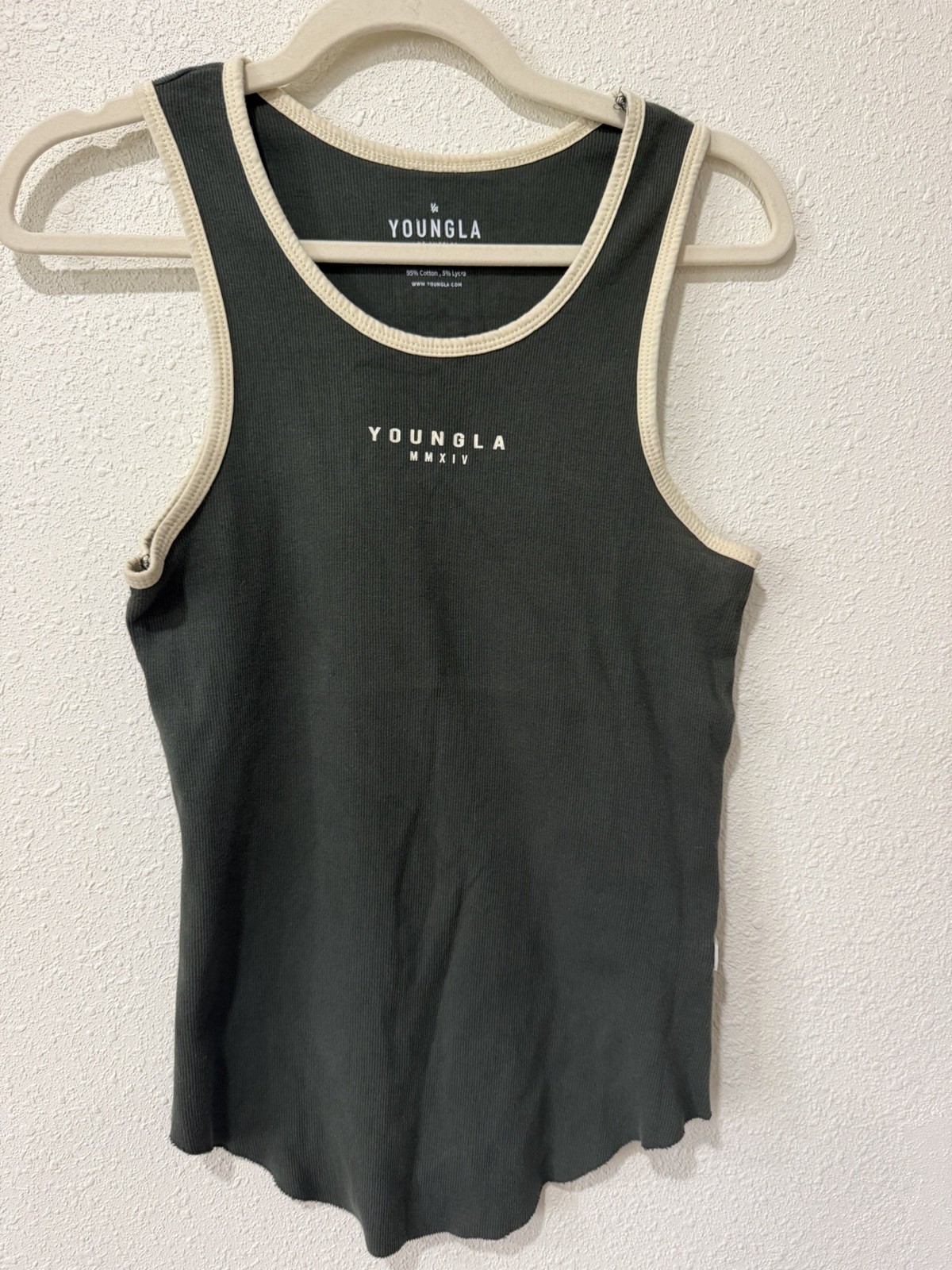YoungLA Men’s Ribbed Tank Size Small Dark Green Gym Tank gallery