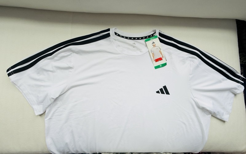 adidas M Active 3S Tee Men's White/Black XL Crew Neck Short Sleeve Striped Logo gallery