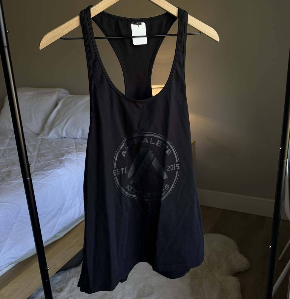 Alphalete Men’s Black Racerback Tank Top L Logo Lightweight Scoop Neck