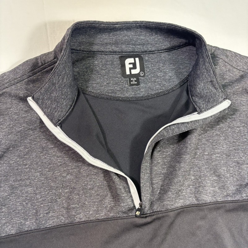 FootJoy Golf Performance Men’s 1/4 Zip Golf Pullover, Size Large Black/Gray gallery