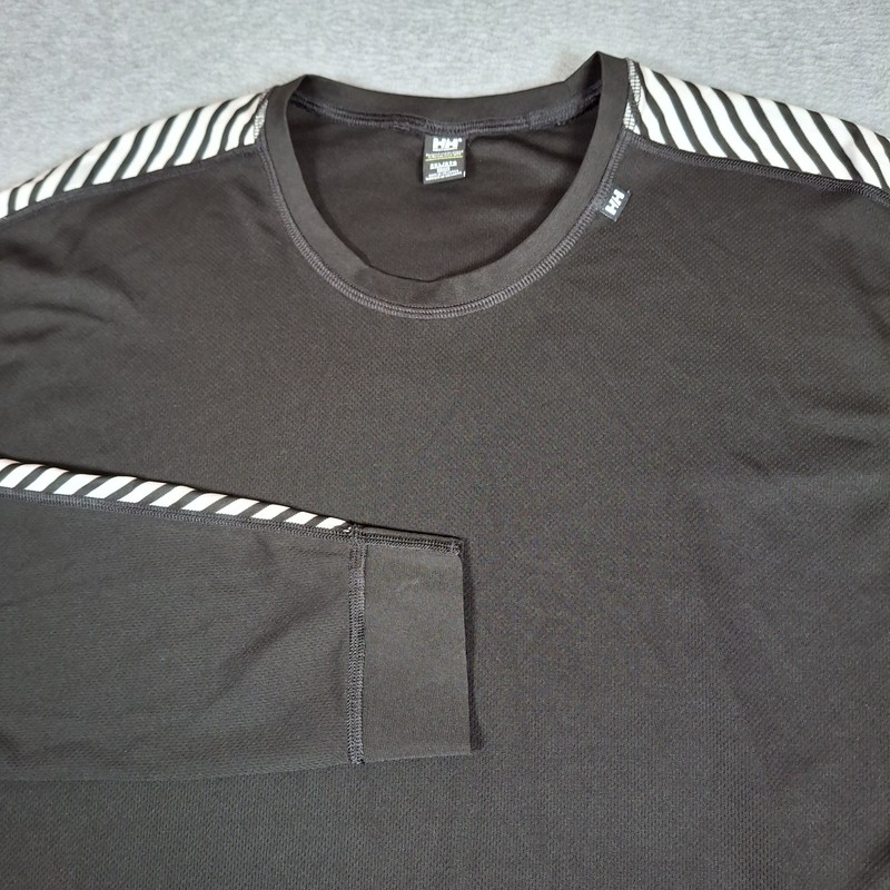 Helly Hansen LIFA Striped Long Sleeve Base Layer Shirt Men 2XL Black Athletic gallery