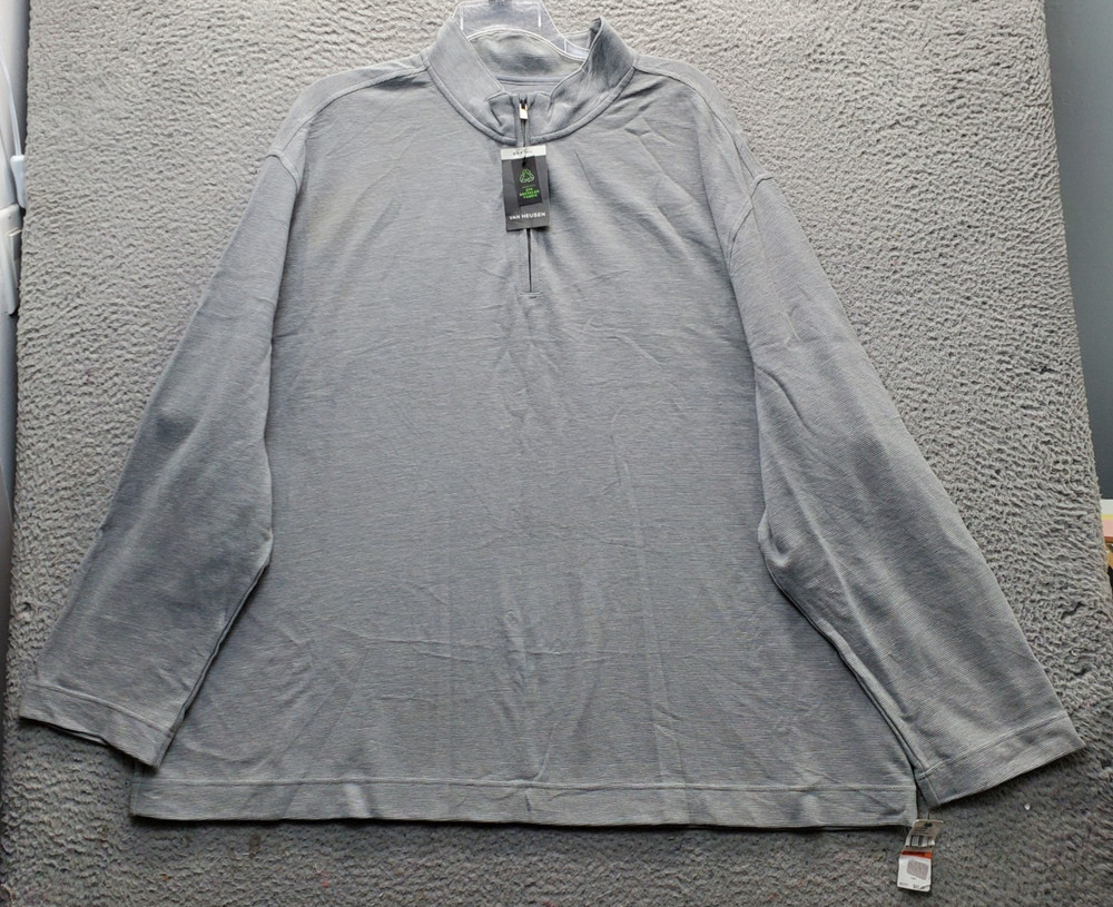 Van Heusen 1/4 Zip Pullover Mens 3XL Gray Ottoman Ribbed Long Sleeve Mock Neck