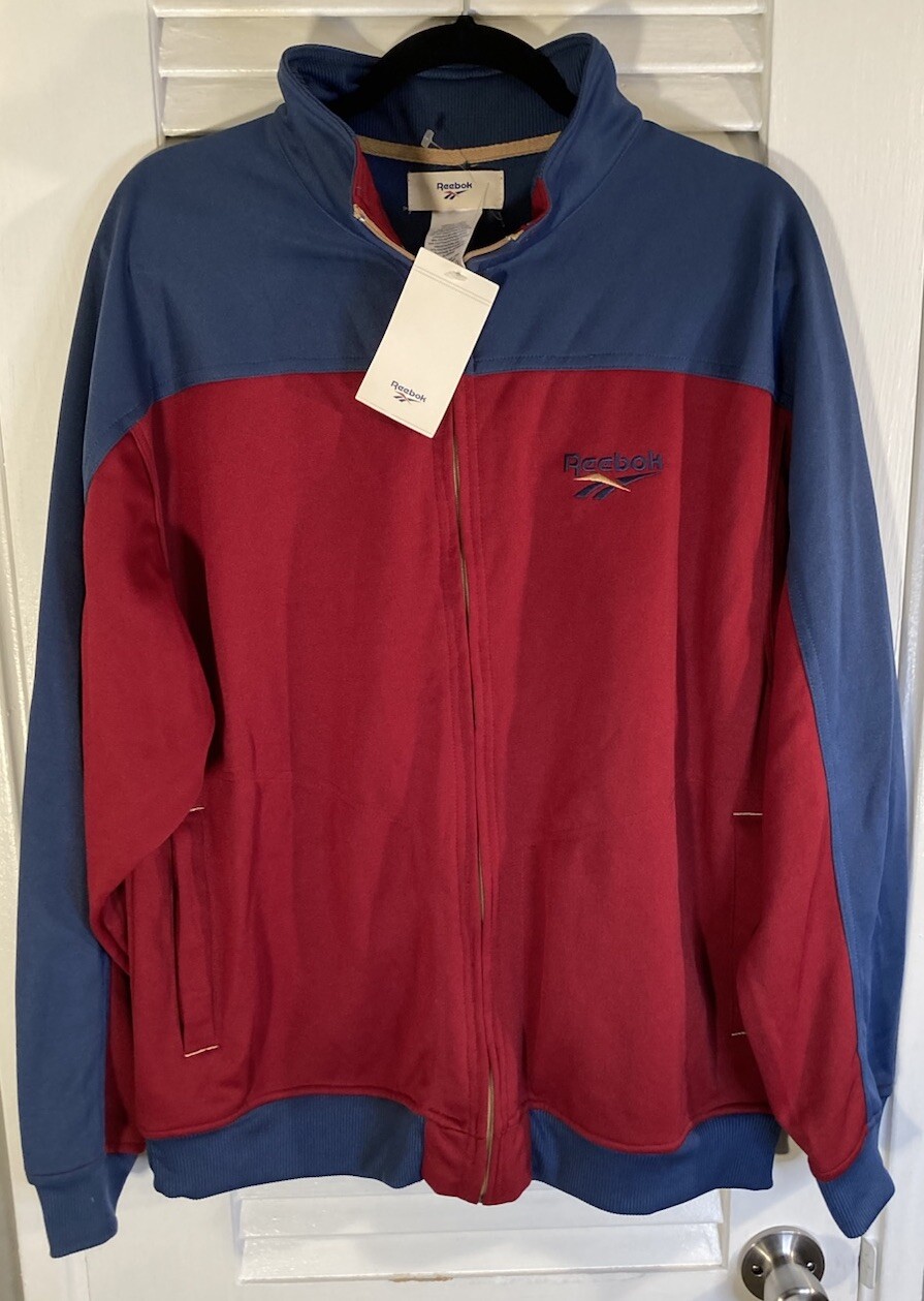 Reebok Red & Blue Men’s Track Suit Zip Up Jacket Activewear Large Tags Vintage gallery
