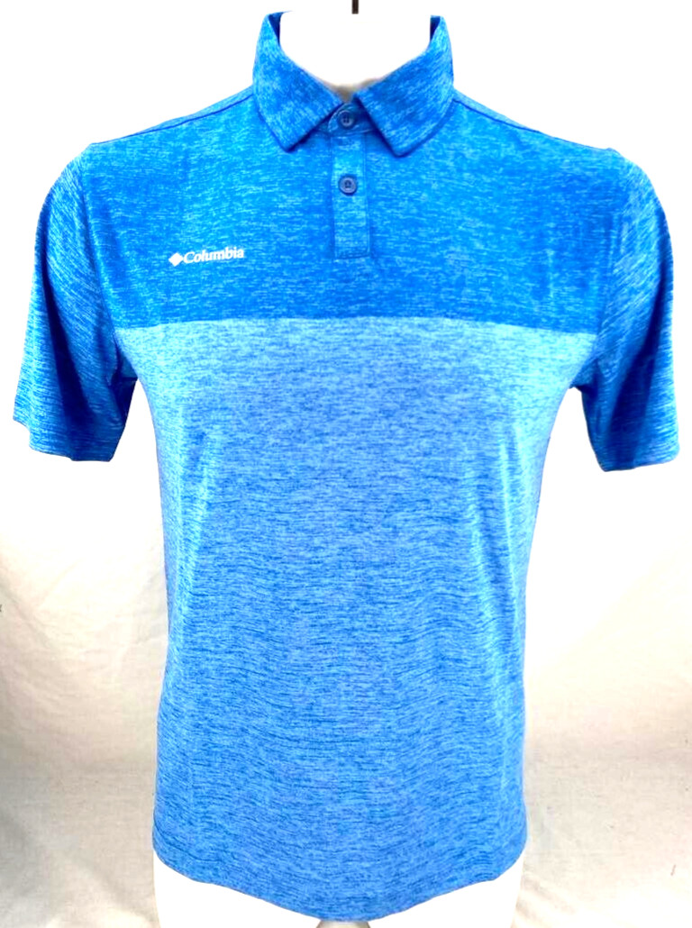 NEW Columbia Golf Omni-Wick Low Flyer Polo SS Blue Two Tone Shirt Men's M gallery