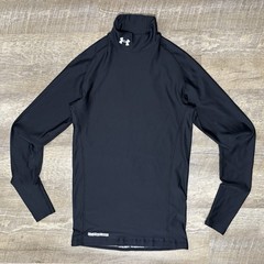 Under Armour Mock Turtleneck Compression Shirt Men’s M BLACK Long Sleeve Thick