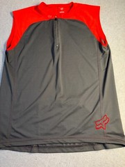 Fox Racing Activewear Tank Top Mens Large Black Red Embroidered Logo Quarter Zip