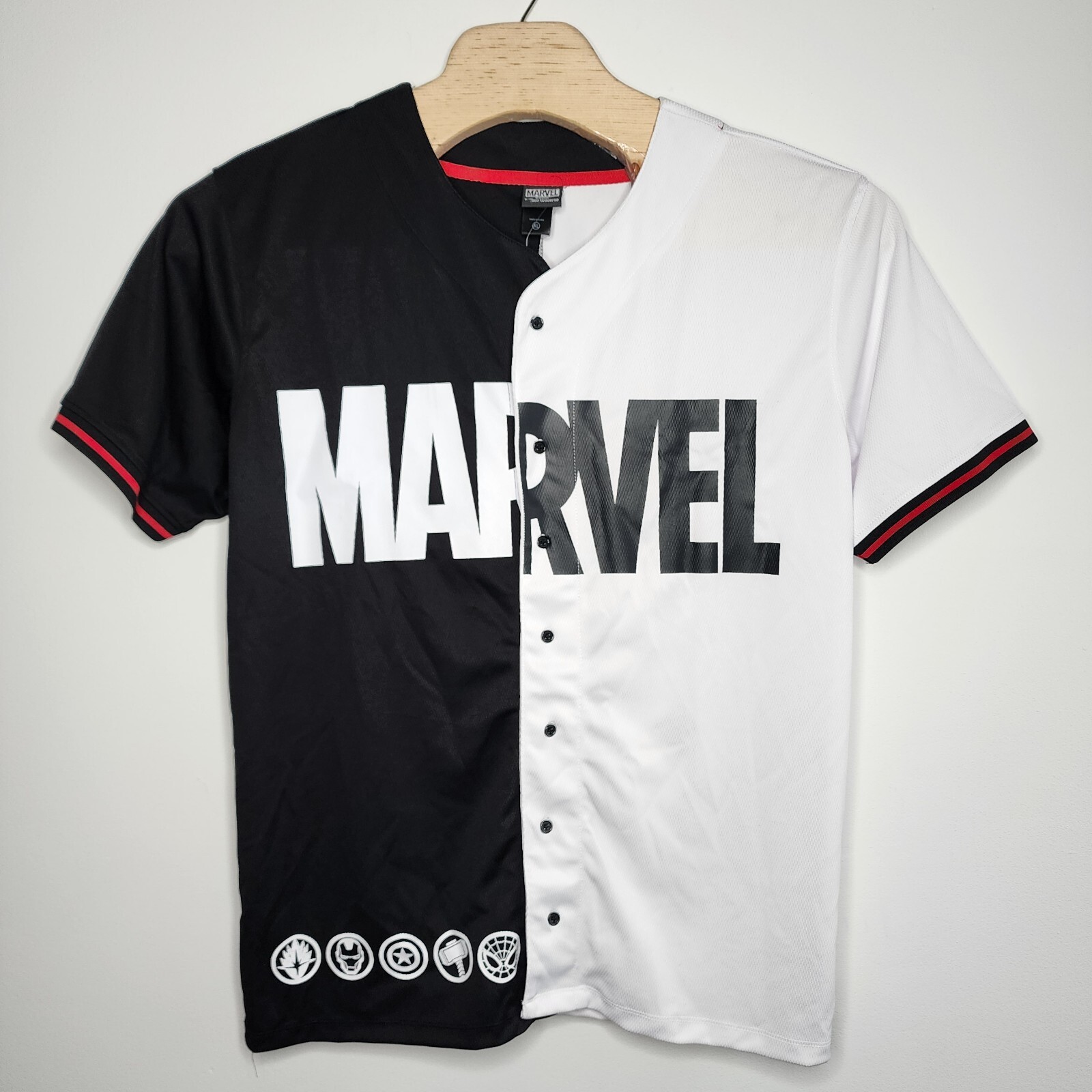 Disney Parks Marvel Avengers Baseball Jersey Men's Adult Size Black White NEW gallery