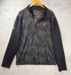 LevelWear Golf 1/4 Zip Pullover Mens Large Black Camo Performance Long Sleeve