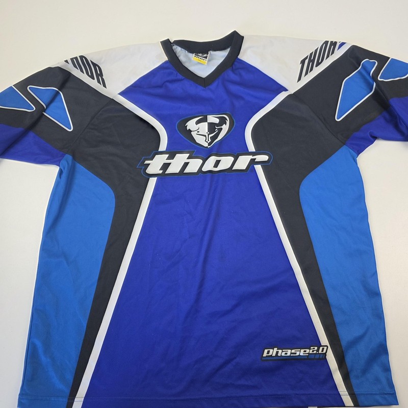 Thor Jersey Mens 2XL Blue Phase 2.0 Motocross Racing Long Sleeve Shirt gallery