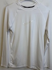 NIKE SWIM White Long Sleeve Sun Protection Shirt Stretch Shirt Unisex LARGE