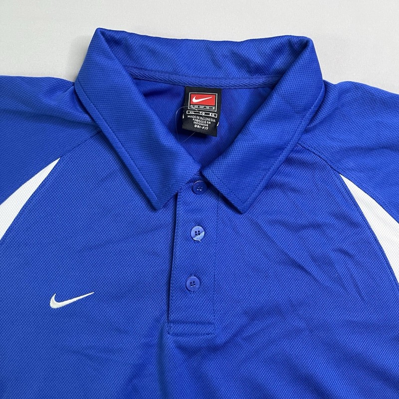 Nike Team Polo Shirt Mens X-Large Blue White Short Sleeve Football Gold NOS gallery