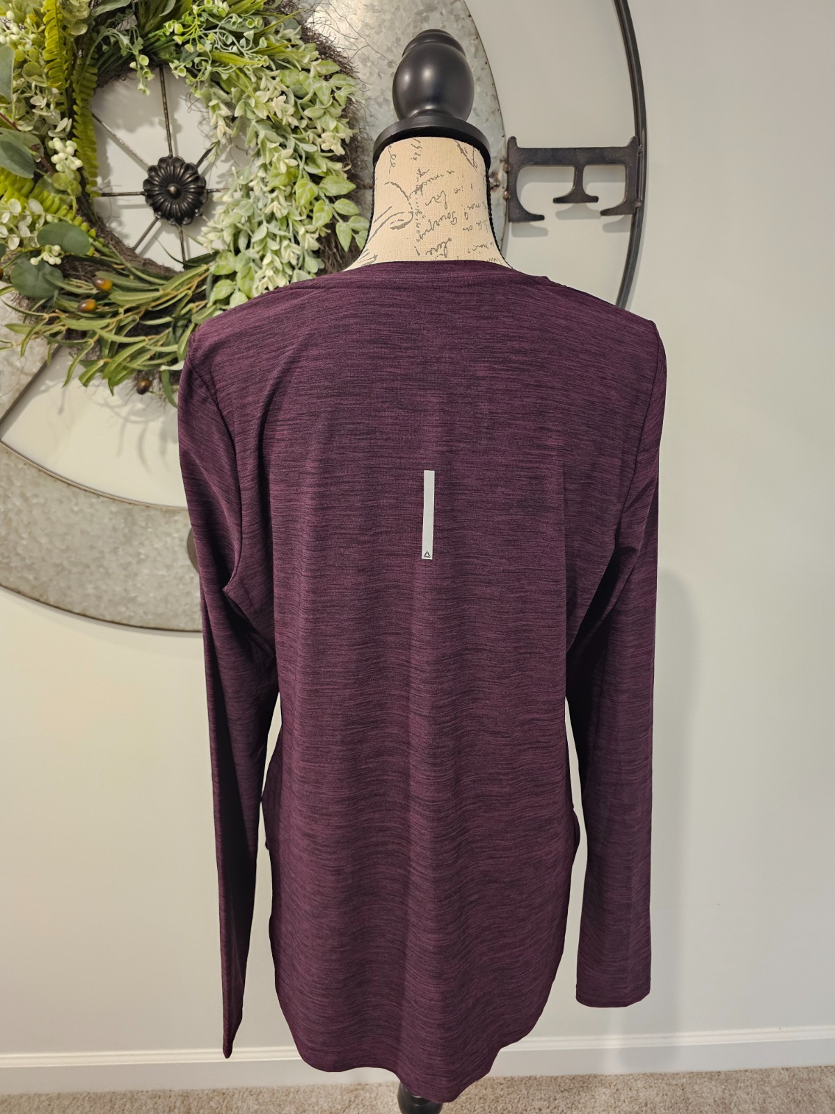 Reebok Running Wicking Top Reflective Marled Dark Purple Long Sleeve XL A191 gallery