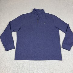 Vineyard Vines 1/4 Zip Pullover Mens L Blue Mock Neck Cotton Blend Long Sleeve