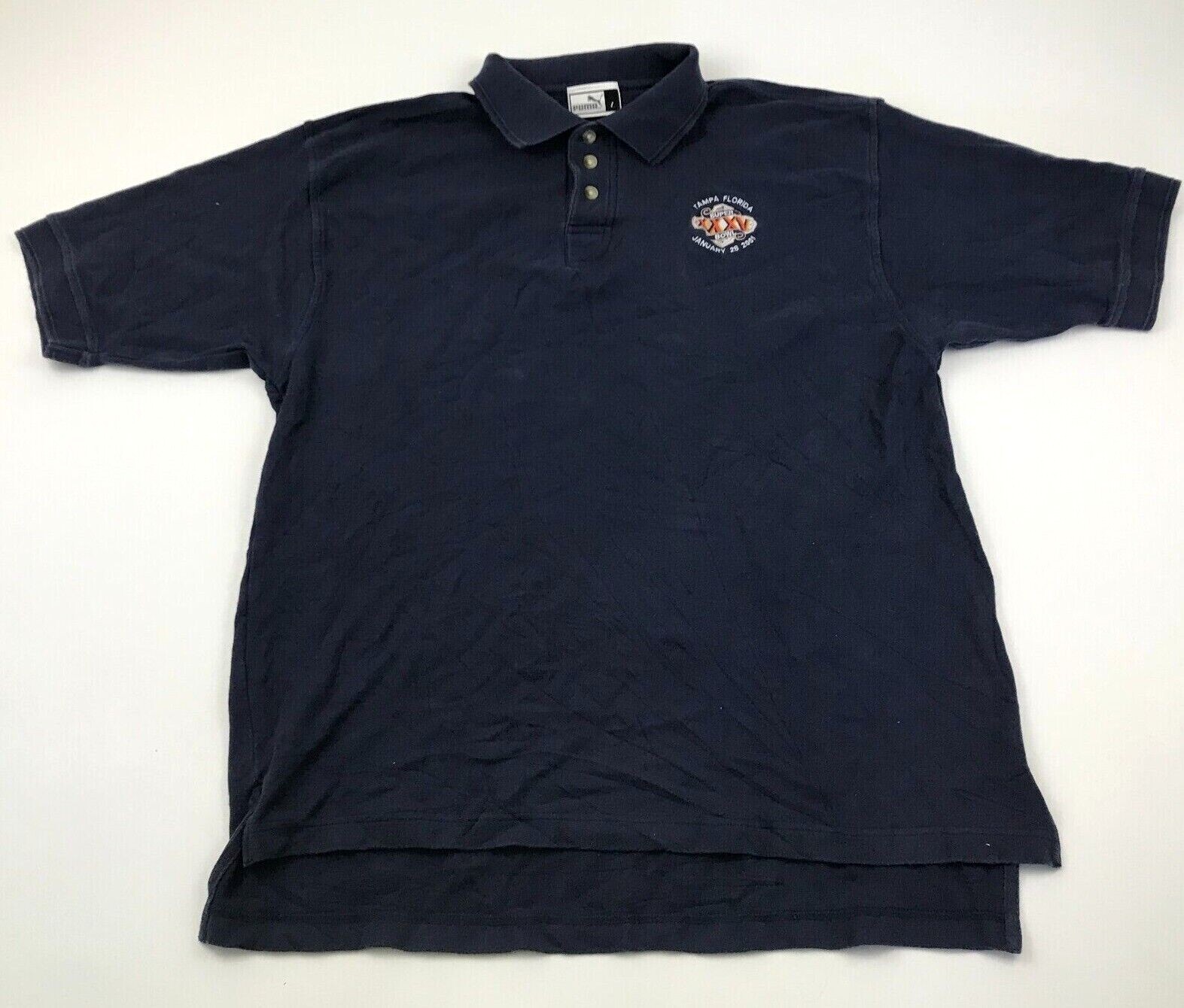 VINTAGE Super Bowl Polo Shirt Size Large Blue Ringer Short Sleeve NFL Football gallery