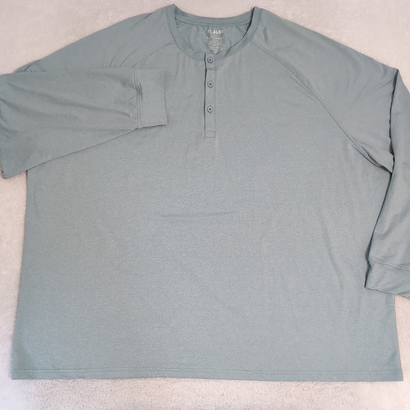 NEW 01. ALGO Performance Stretch 6% Spandex Henley Shirt Mens 3XL Blue L/S gallery