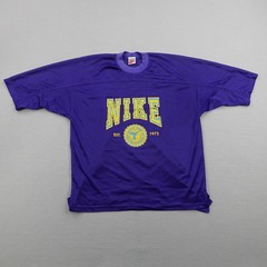 Vintage Nike Shirt Mens Medium Blue Gold Mesh Varsity Spell Out Athletic Gym 90s