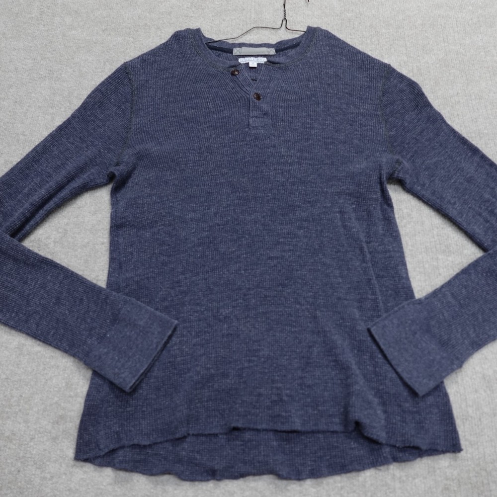 Wallace & Barnes Shirt Medium Blue Heather Long Sleeve Henley Thermal