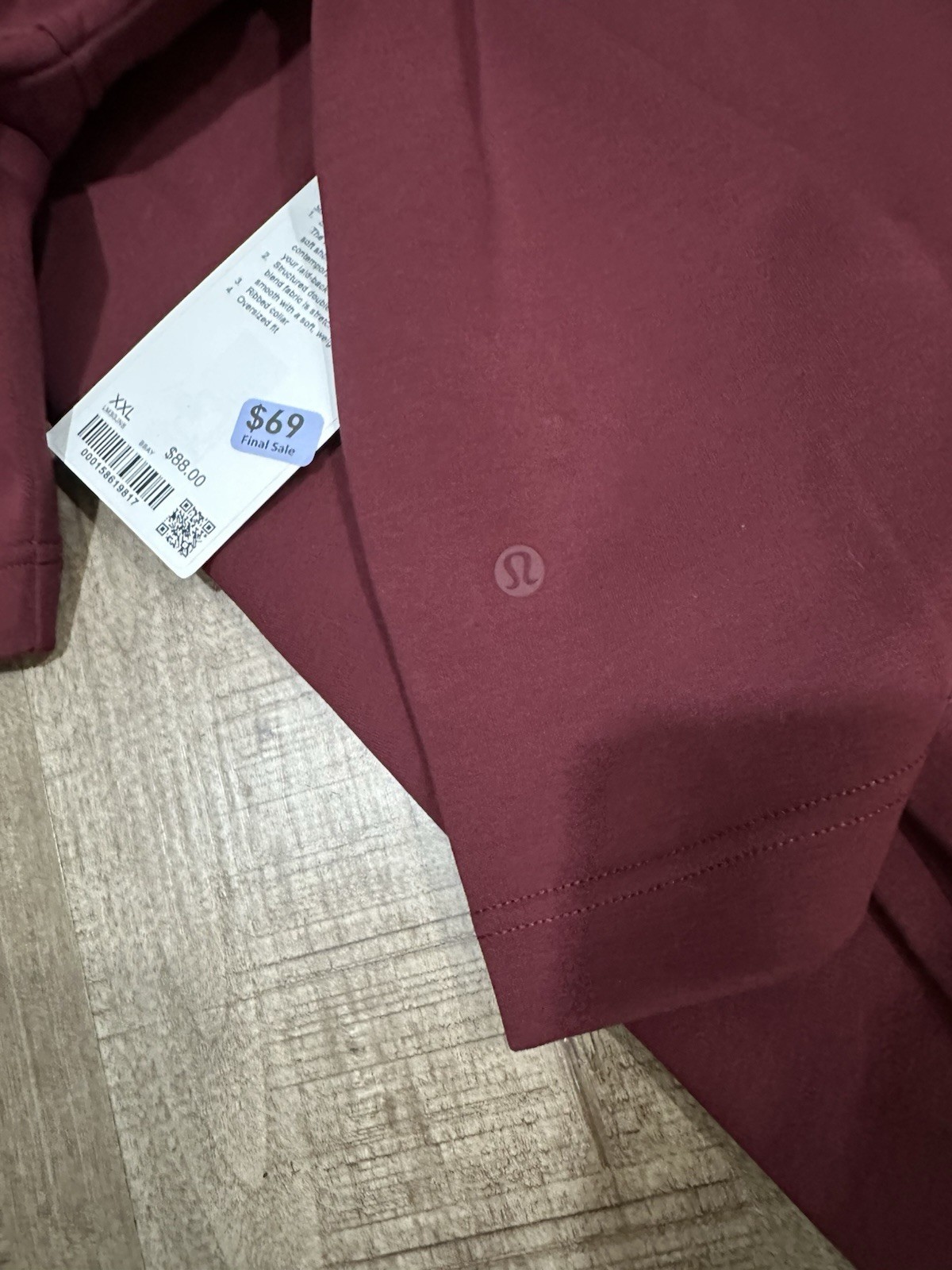 Lululemon Grand Standard Short Sleeve Shirt XXL Oversized Burgundy Bay gallery