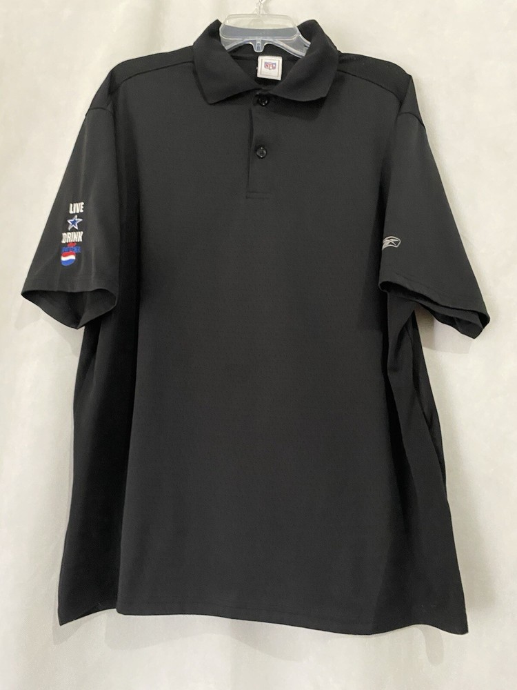 Reebok NFL Play Dry Men Short Sleeve Polo Size XL Black Pepsi Embroidery Logo