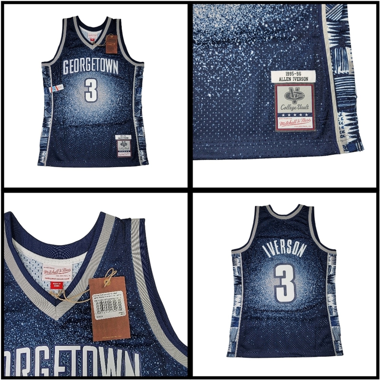 MSRP $135, Mitchell & Ness Allen Iverson Georgetown Hoyas 1995-96 Navy Gradient gallery