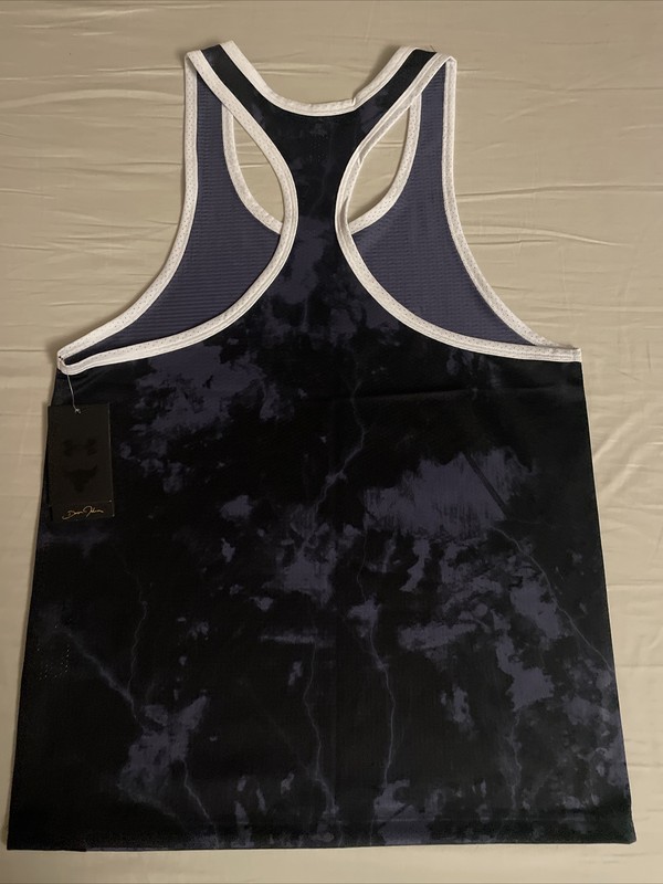 Under Armour Project Rock Mesh Printed Tank Black/Steel/White Men S Small NWT gallery