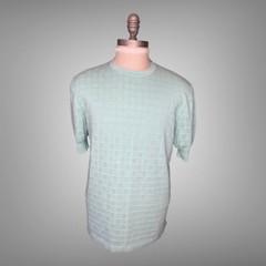 Hermes Short Sleeve Openwork Checkerboard Knit T Shirt 100% Cotton Size XXL