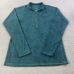 Patagonia Capilene Midweight Baselayer Shirt Mens L Green Blue 1/4 Zip Pullover